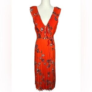 Lulu's Vibrant Orange Floral Maxi Dress Size S